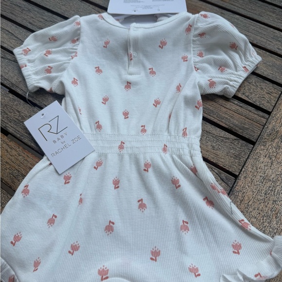 Rachel Zoe White and Pink Baby Romper with matching headband - Picture 2 of 5